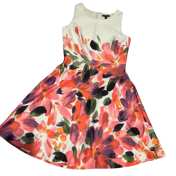Roz and Ali, dress, water color floral print, back zippered, midi - Picture 1 of 8